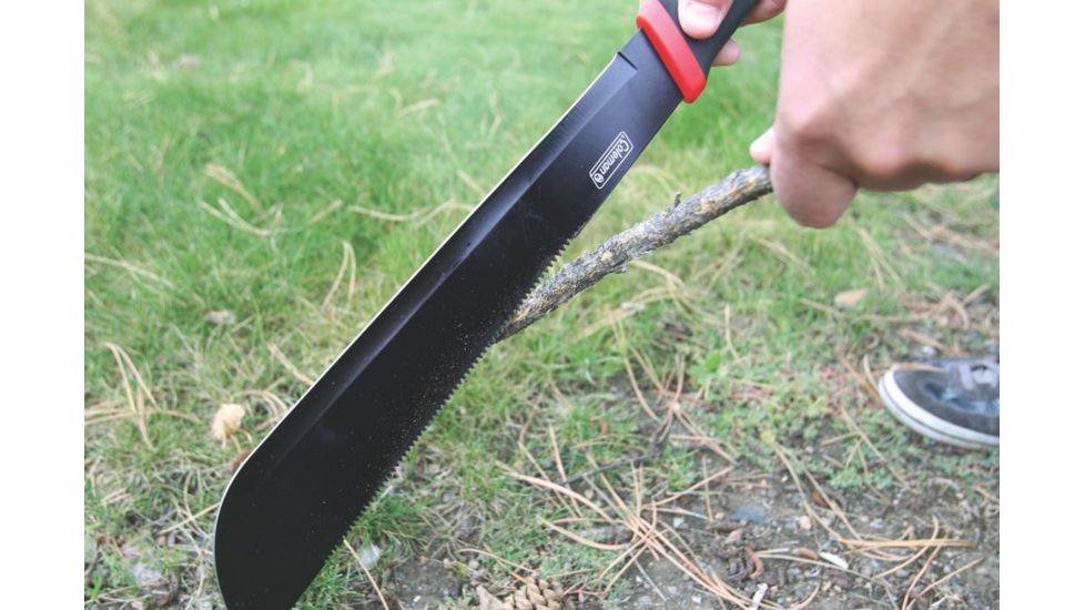Coleman Rugged Machete W/Saw, 8.5 in Saw Edge, Steel Blade, Black / Red Handle, Overall Length 23 in 2000025206