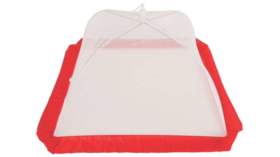 Coleman Rugged XL Mesh Food Cover, Pull String Opening, Red / White, 16 in x 16 in 2000025277