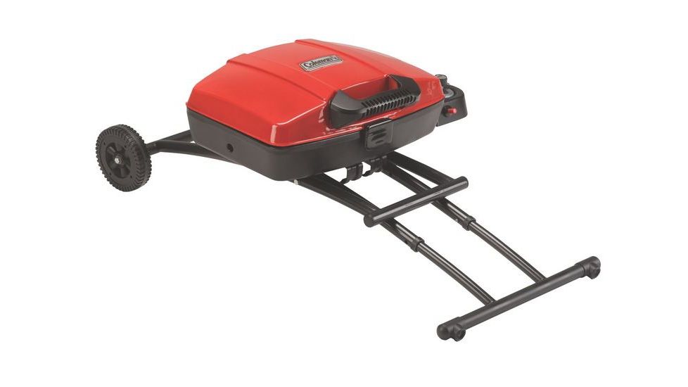 Coleman Sportster Propane Grill, Collapsible Stand W/ Wheels, 11,000 BTU, Red, 225 Sq In Cooking Area, 2000038233