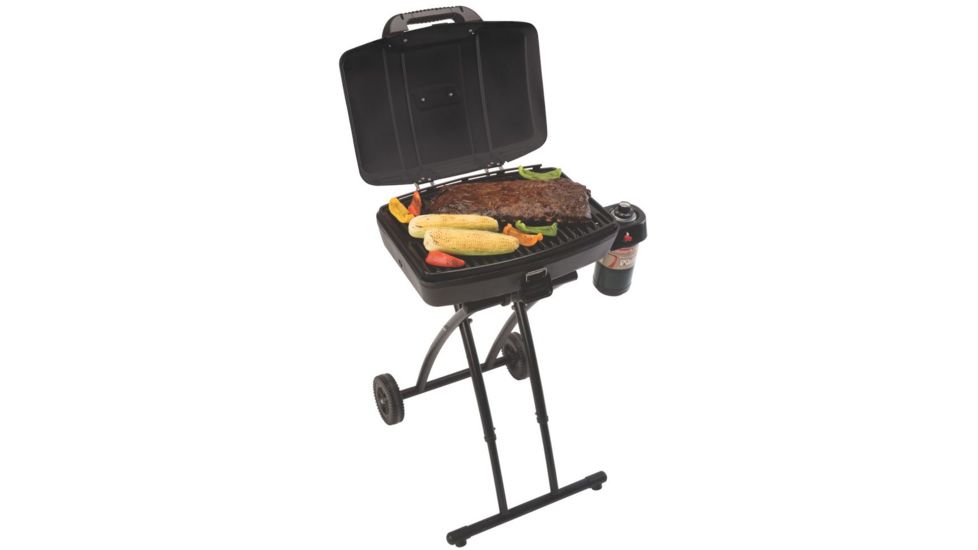 Coleman Sportster Propane Grill, Collapsible Stand W/ Wheels, 11,000 BTU, Red, 225 Sq In Cooking Area, 2000038233