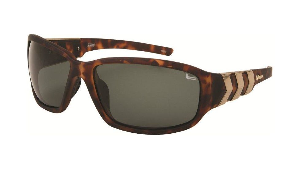 Coleman TR90 Fashion 6504 Polarized Sunglasses - Matte Brown Tortoise Shell Frame, Green Lenses CC2 6504-C2