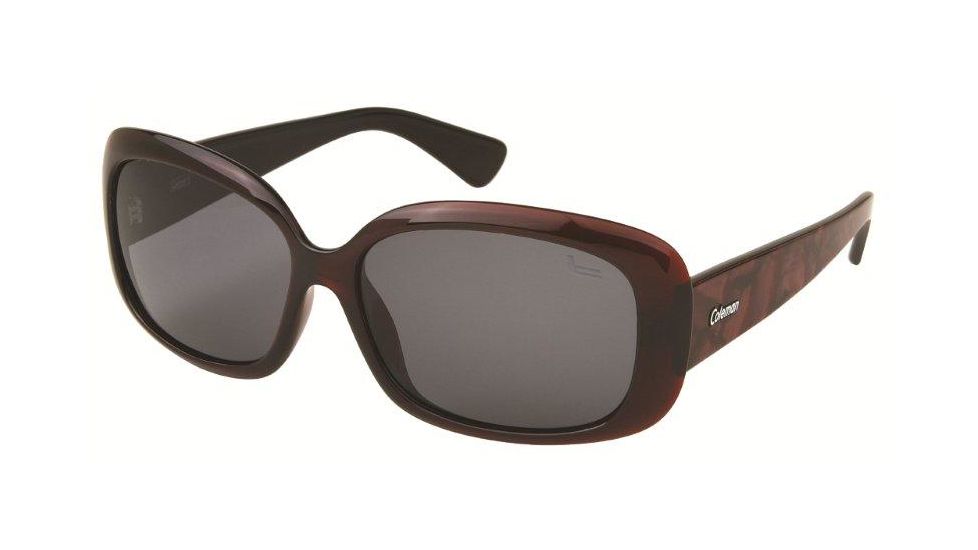 Coleman TR90 Fashion 6517 Polarized Sunglasses - Burgundy Frame, Smoke Lenses CC2 6517-C2
