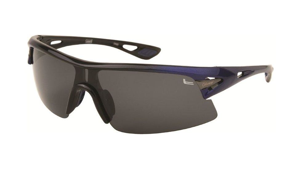Coleman TR90 Sport 6501 Polarized Sunglasses - Black And Blue Frame, Smoke Lenses CC2 6501-C2