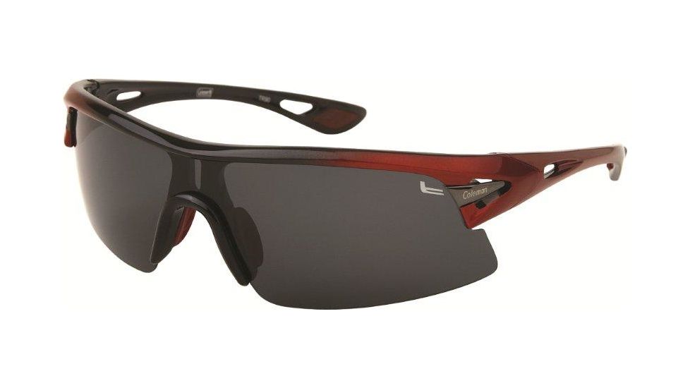 Coleman TR90 Sport 6501 Polarized Sunglasses - Black And Burgundy Frame, Smoke Lenses CC2 6501-C1