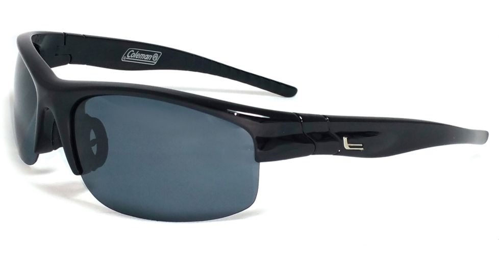 Coleman Trailblazer Sunglasses, Shiny Black Frame, Smoke Lens Lens, Polarized, C6049-C1