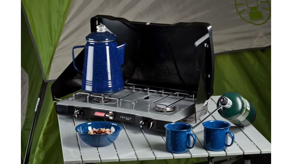 Coleman Triton ML 2-Burner Propane Stove, 22000 BTU WindBlock Panels, Black 2000020953
