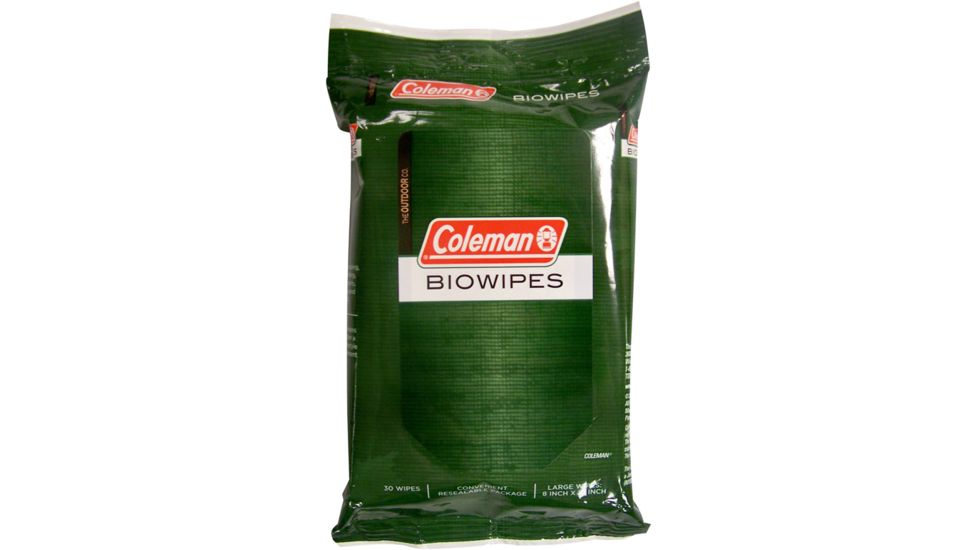 Coleman Biowipes, 8 in. x 11 in, 30 Wipes, 187612