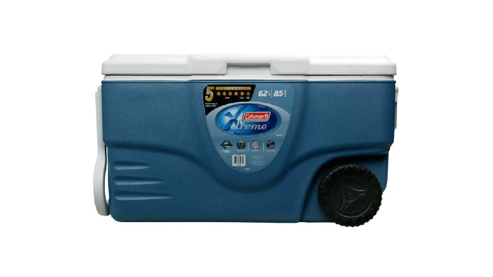 Coleman Xtreme 5 - 62 Quart Wheeled Cooler, Blue, Holds 85 Cans 6262A748