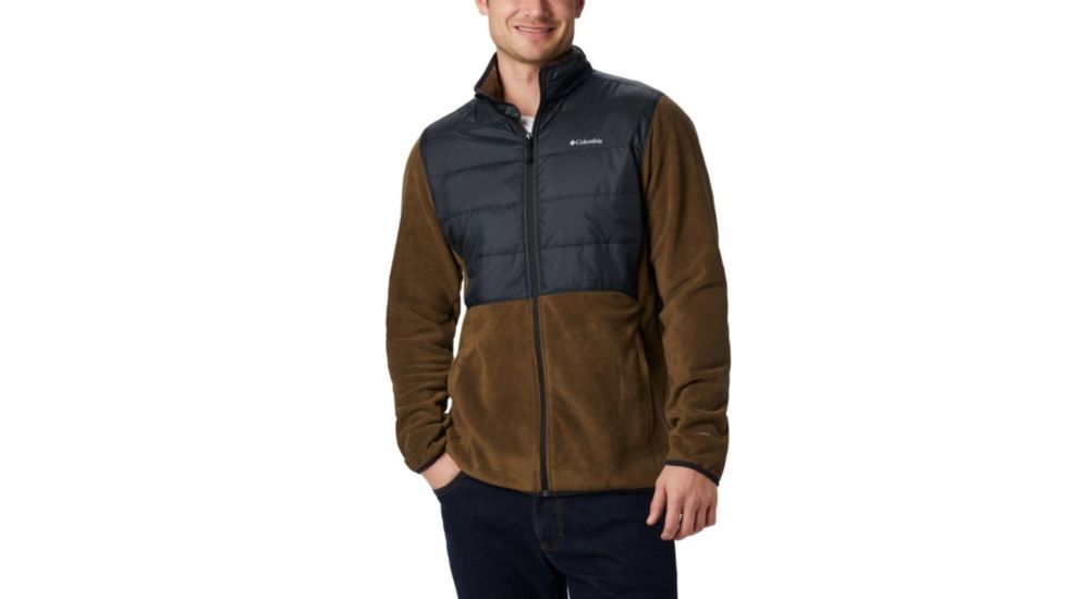 Columbia Basin Butte Fleece Full Zip - Mens, Olive Green, Black, Small, 1861601319-S