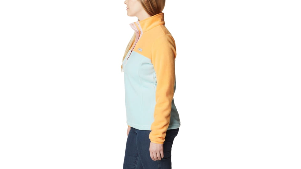 Columbia Benton Springs Half Snap Fleece Pullover - Womens, Aqua Haze/Sunset Peach/Dusty Pink, Large, 1860991321AaHzSstPhDstPkL