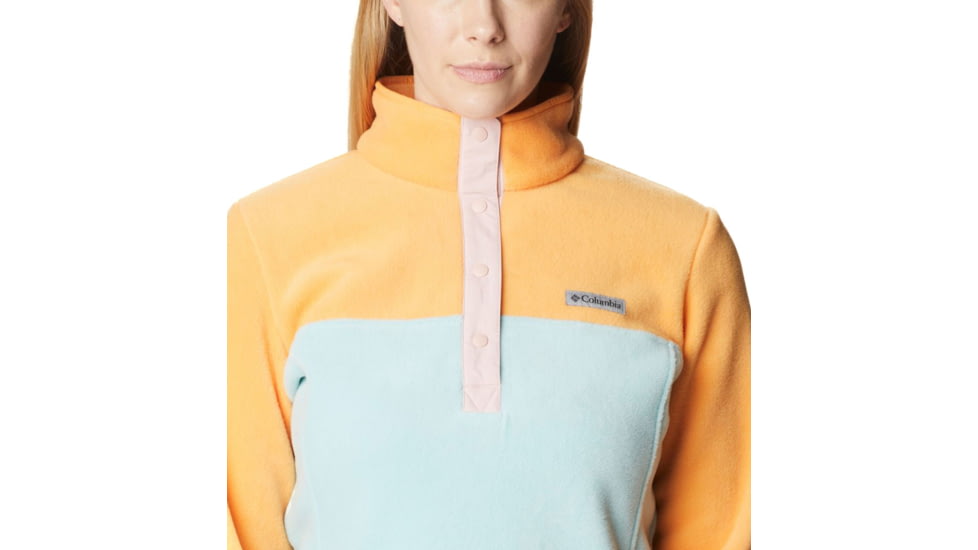 Columbia Benton Springs Half Snap Fleece Pullover - Womens, Aqua Haze/Sunset Peach/Dusty Pink, Large, 1860991321AaHzSstPhDstPkL