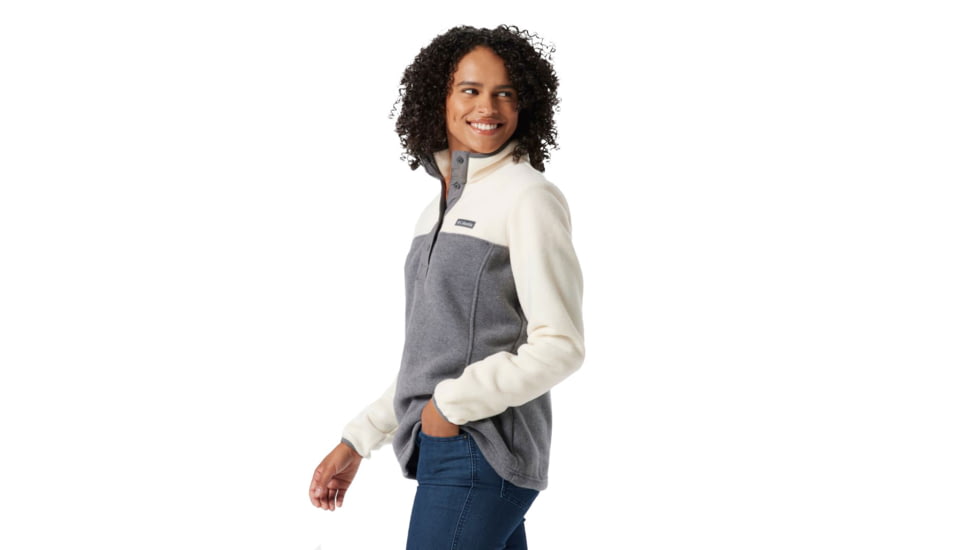 Columbia Benton Springs Half Snap Fleece Pullover - Womens, City Grey Heather/Chalk, Large, 1860991023CityGryHth,ChalkL