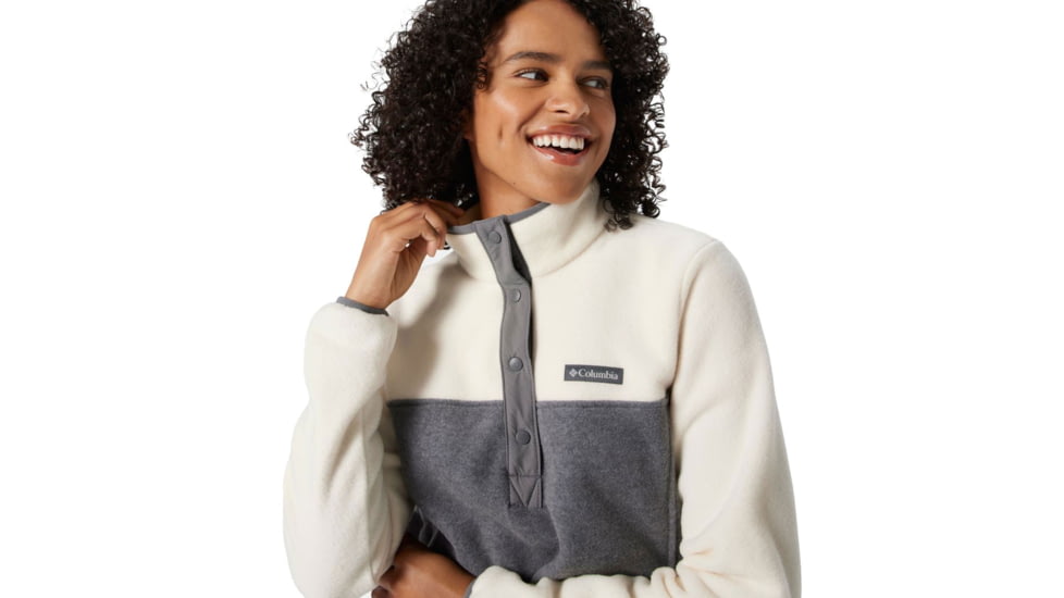 Columbia Benton Springs Half Snap Fleece Pullover - Womens, City Grey Heather/Chalk, Large, 1860991023CityGryHth,ChalkL