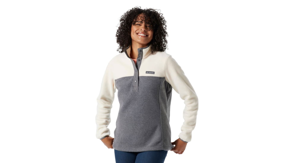 Columbia Benton Springs Half Snap Fleece Pullover - Women's, City Grey Heather/Chalk, Large, 1860991023CityGryHth,ChalkL