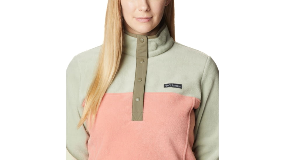 Columbia Benton Springs Half Snap Fleece Pullover - Womens, Faded Peach/Safari/Stone Green, Medium, 1860991852FddPhSfrStnGnM