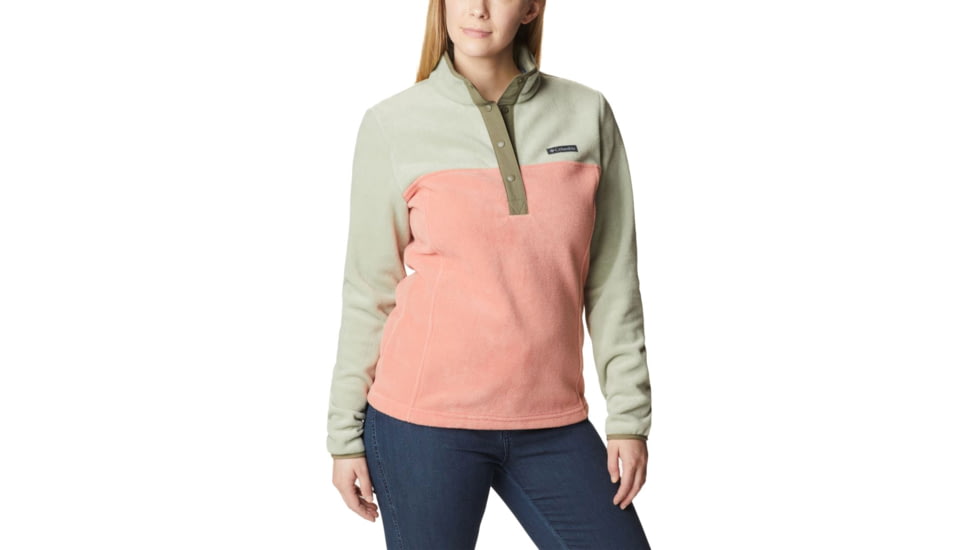Columbia Benton Springs Half Snap Fleece Pullover - Womens, Faded Peach/Safari/Stone Green, Medium, 1860991852FddPhSfrStnGnM
