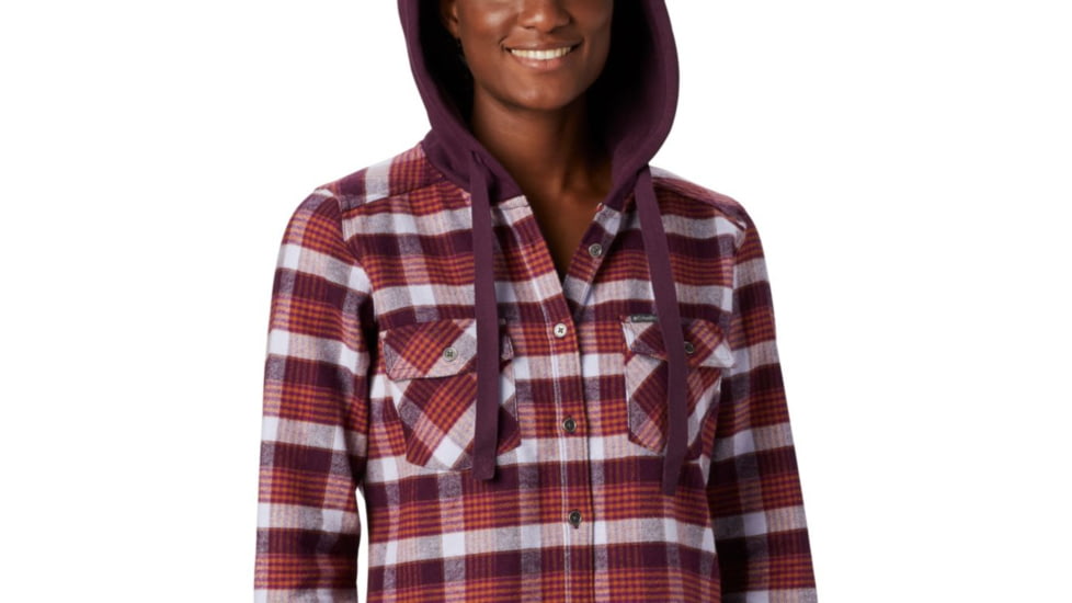 Columbia Canyon Point II Shirt Jac - Womens, Black Cherry Check, Extra Small, 1739321522-XS