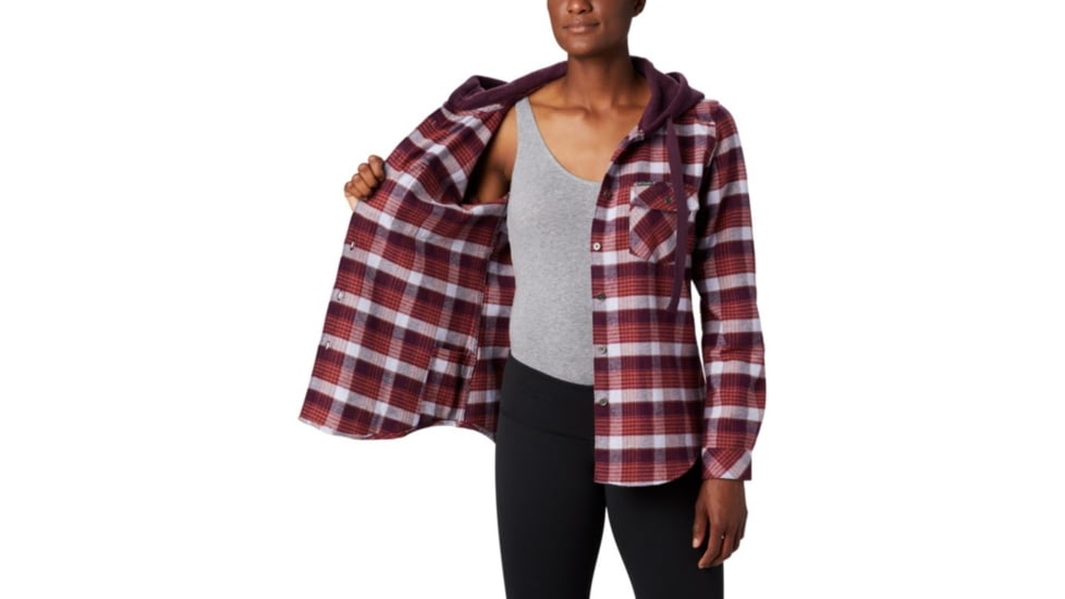 Columbia Canyon Point II Shirt Jac - Womens, Black Cherry Check, Extra Small, 1739321522-XS