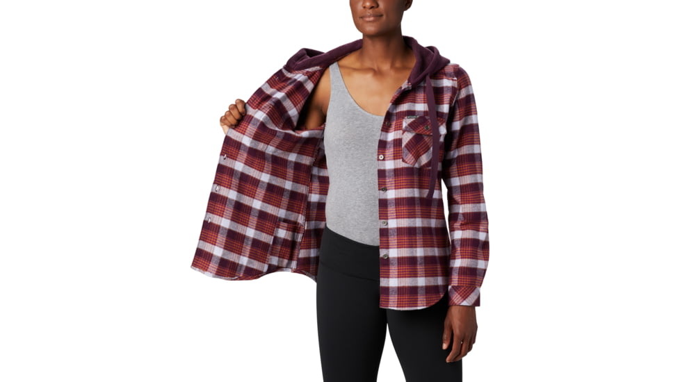 Columbia Canyon Point II Shirt Jac - Womens, Black Cherry Check, Extra Small, 1739321522-XS