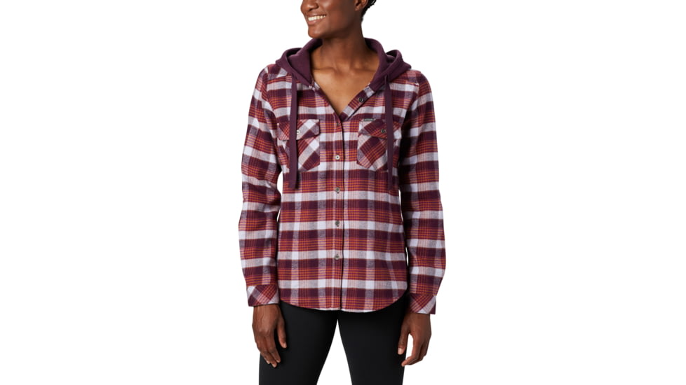 Columbia Canyon Point II Shirt Jac - Womens, Black Cherry Check, Extra Small, 1739321522-XS