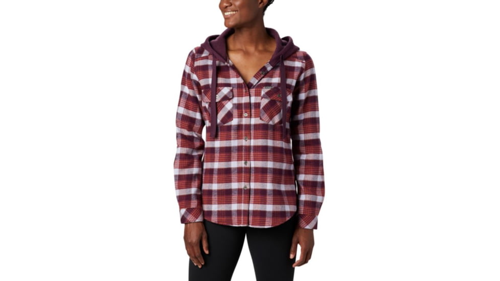 Columbia Canyon Point II Shirt Jac - Womens, Black Cherry Check, Extra Small, 1739321522-XS