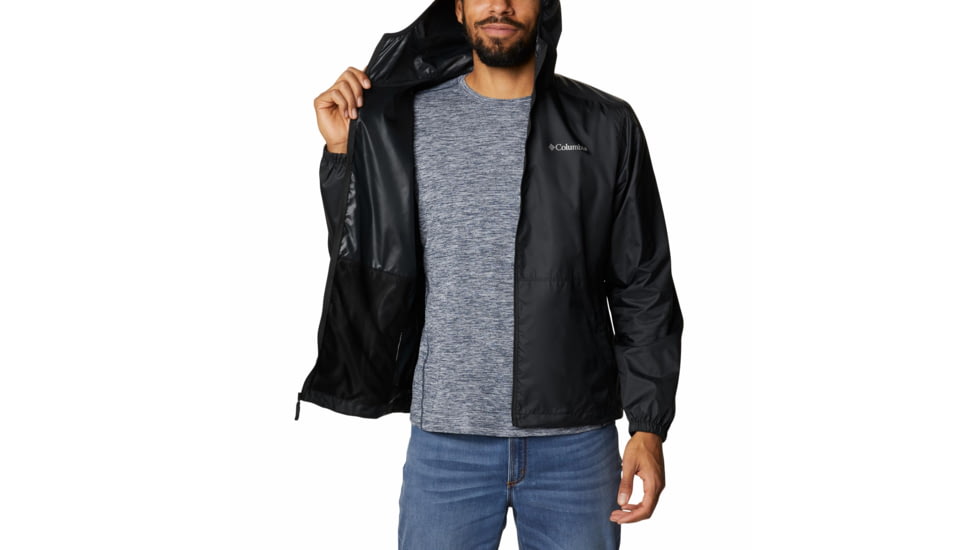 Columbia Center Ridge Windbreaker Jacket - Mens, Black/Black, Medium, 1809431012Black, BlackM