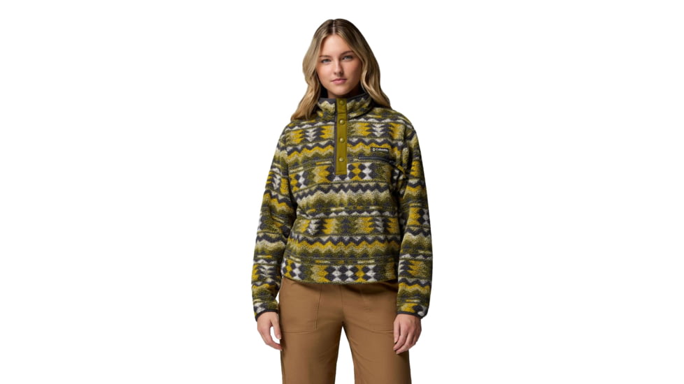 Columbia Helvetia II Printed Cropped Half Snap - Women's, Mossy Green/Retrotree, Medium, 2098501379-379-M