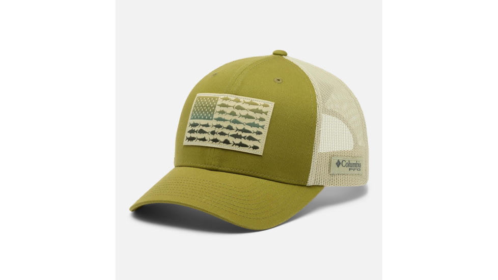 Columbia PFG Fish Flag Mesh Snap Back, Grove Green/Fish Flag, One Size, 1837001331-331-O/S