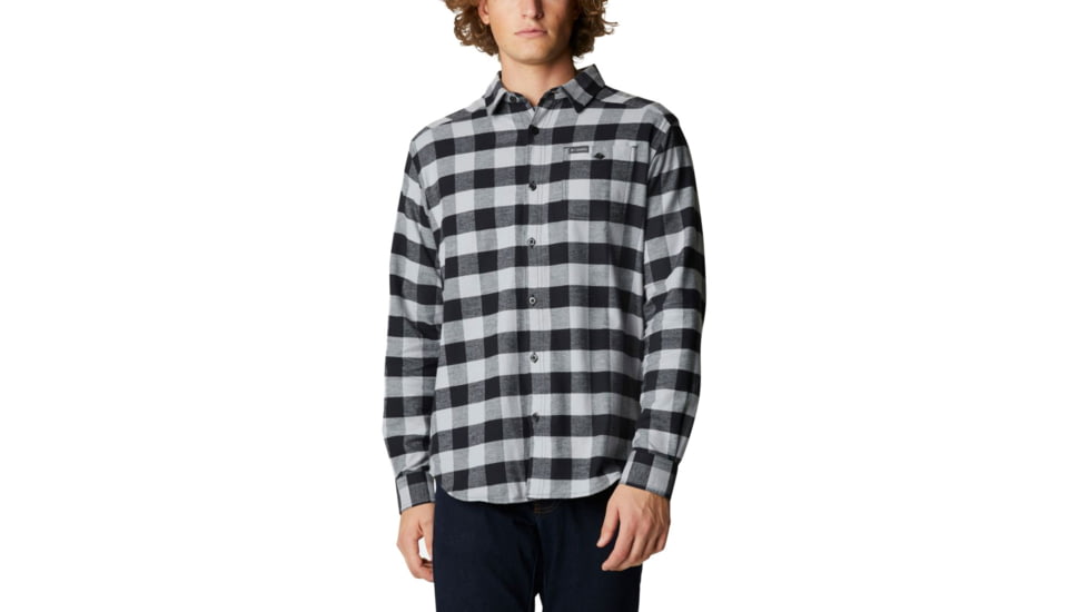 Columbia Cornell Woods Flannel Long Sleeve Shirt - Mens, Columbia Grey Buffalo Check, Large, 1617951042CmbGryBflChckL
