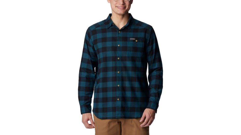 Columbia Cornell Woods Flannel Long Sleeve Shirt - Mens, Night Wave Buffalo Check, Large, 1617951415NgtWveBflChckL