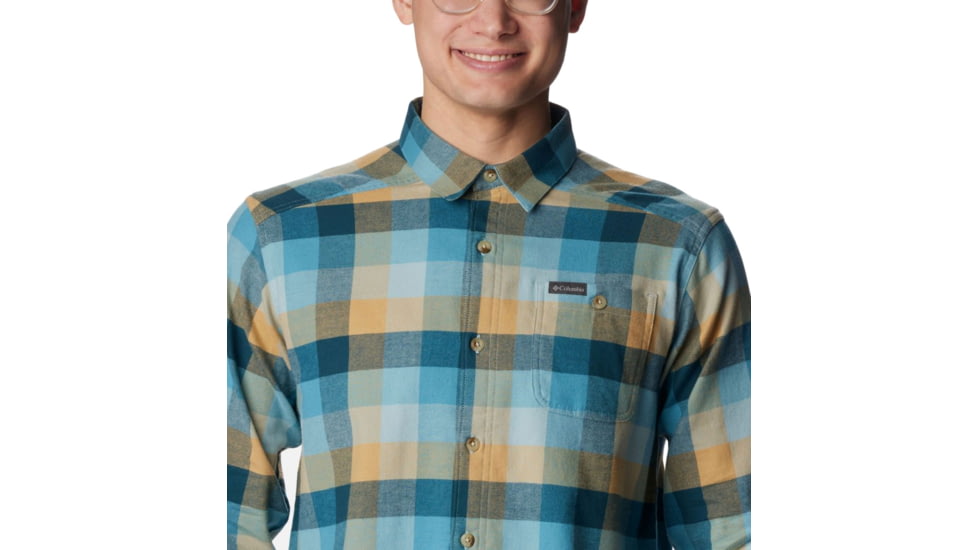 Columbia Cornell Woods Flannel Long Sleeve Shirt - Mens, Stone Blue Buffalo Check, Small, 1617951460StnBlBflChckS