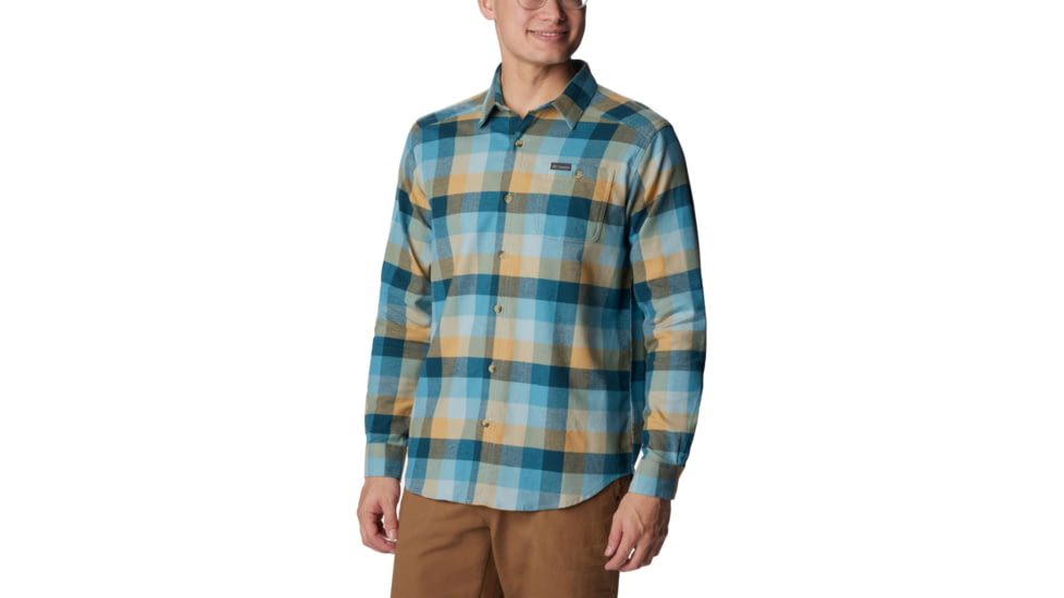 Columbia Cornell Woods Flannel Long Sleeve Shirt - Mens, Stone Blue Buffalo Check, Small, 1617951460StnBlBflChckS