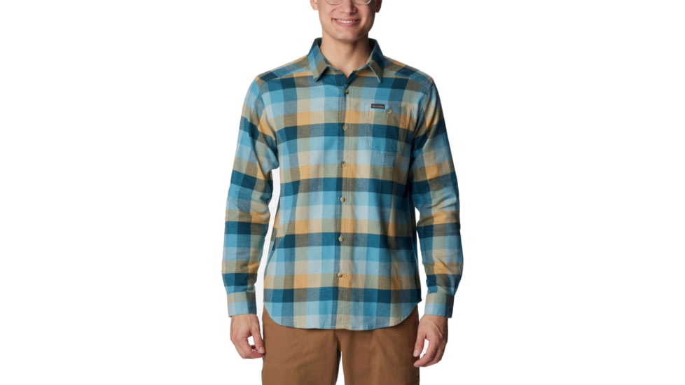 Columbia Cornell Woods Flannel Long Sleeve Shirt - Mens, Stone Blue Buffalo Check, 2XL, 1617951460StnBlBflCck2L