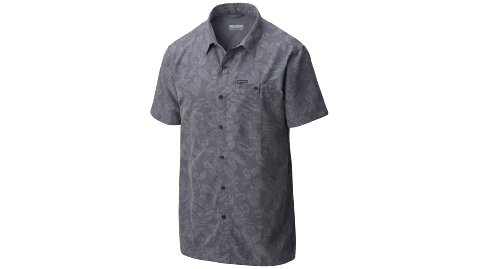 Columbia Declination Trail II Short Sleeve Shirt - Men's -Grey Ash/Floral Lines-Small