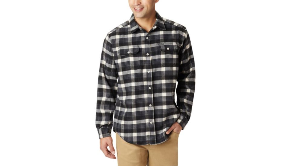 Columbia Deschutes River Heavyweight Flannel - Mens, Black Medium Plaid, Extra Large, 1736221010-XL
