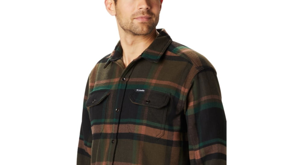 Columbia Deschutes River Heavyweight Flannel - Mens, Olive Green Oversized Check, Medium, 1736221319-M