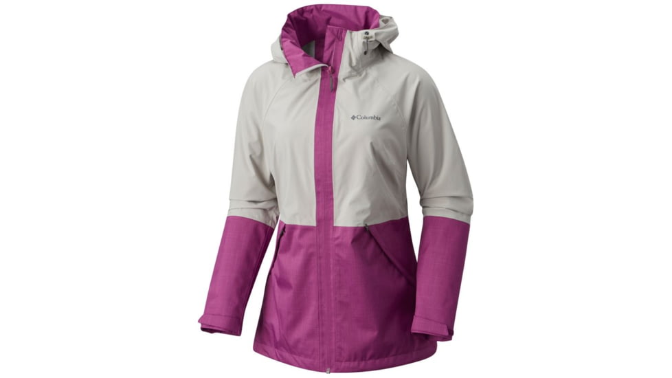 Columbia Evolution Valley Lightweight Rain Jacket - Womens, Flint Grey, Intense Violet, L 1770821027L