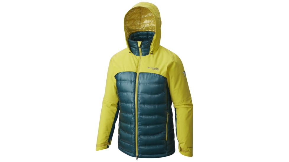 Columbia HeatZone 1000 TurboDown Hooded Jacket - Men's-Mineral Yellow/Deep Water-Medium