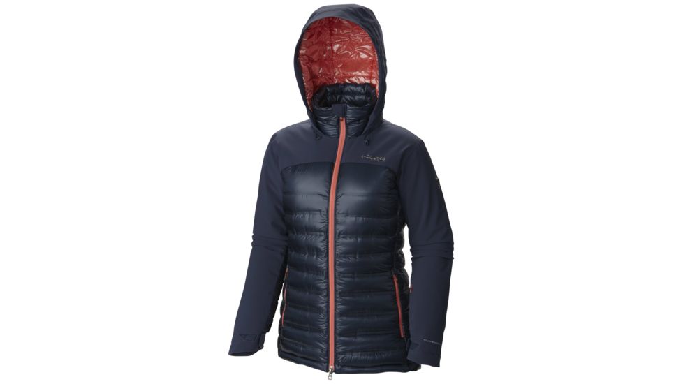 Columbia HeatZone 1000 TurboDown Hooded Jacket - Women's-Nocturnal/Hot Coral-Medium