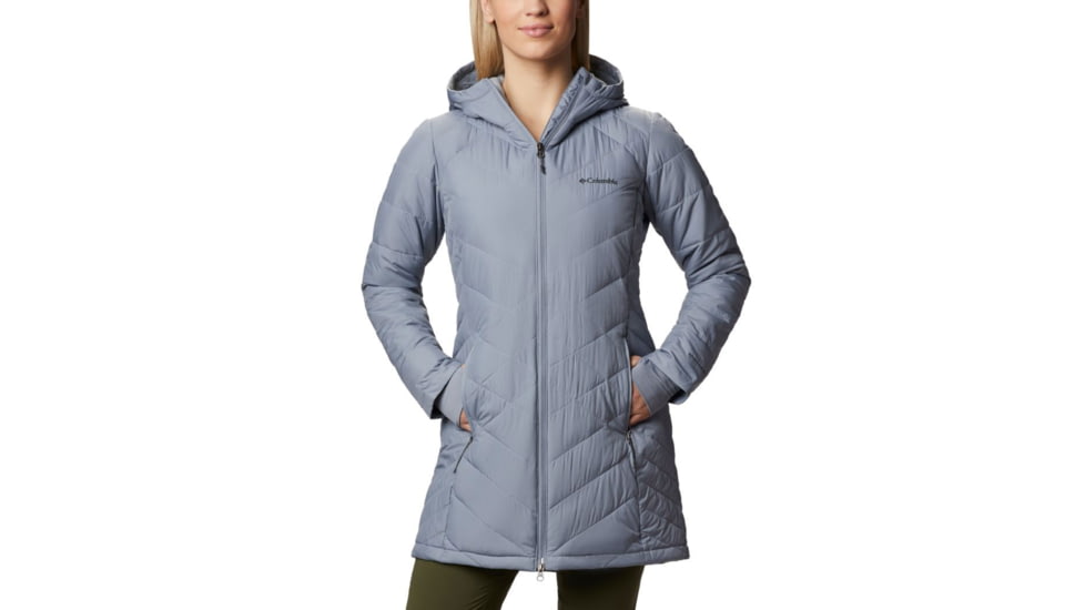 Columbia Heavenly Long Hooded Jacket - Womens, Tradewinds Grey, Large, 1738161032L