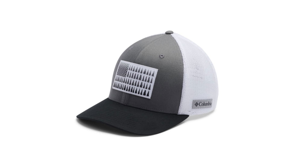 Columbia Mesh Tree Flag Ball Cap, Titanium/White/Black, Small/Medium, 1837101050TtnmWhtBckS/M