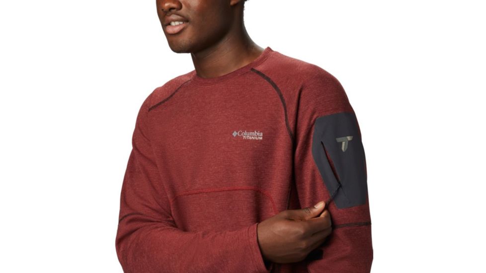 Columbia Mount Defiance Long Sleeve Crew - Mens, Red Jasper, Black, Small, 1866411664-S