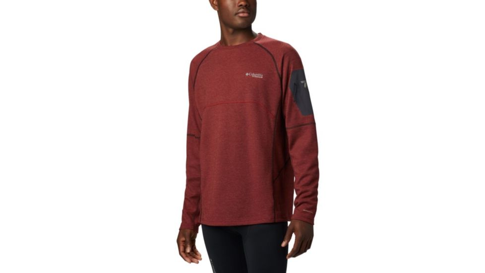 Columbia Mount Defiance Long Sleeve Crew - Mens, Red Jasper, Black, Small, 1866411664-S