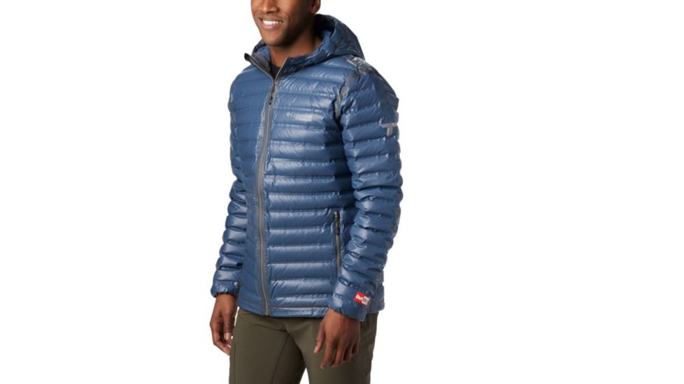 Columbia OutDry Ex Gold Down Hooded Jacket - Mens, Collegiate Navy Ripstop Print, Small, 1700411464-S