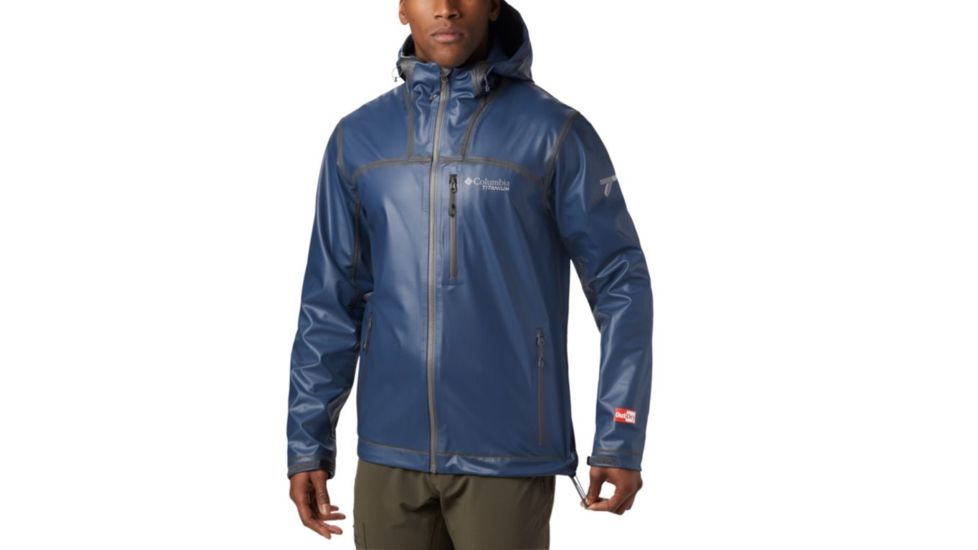 Columbia OutDry Ex Stretch Hooded Shell - Mens, Collegiate Navy Ripstop Print, Medium, 1711861465-M