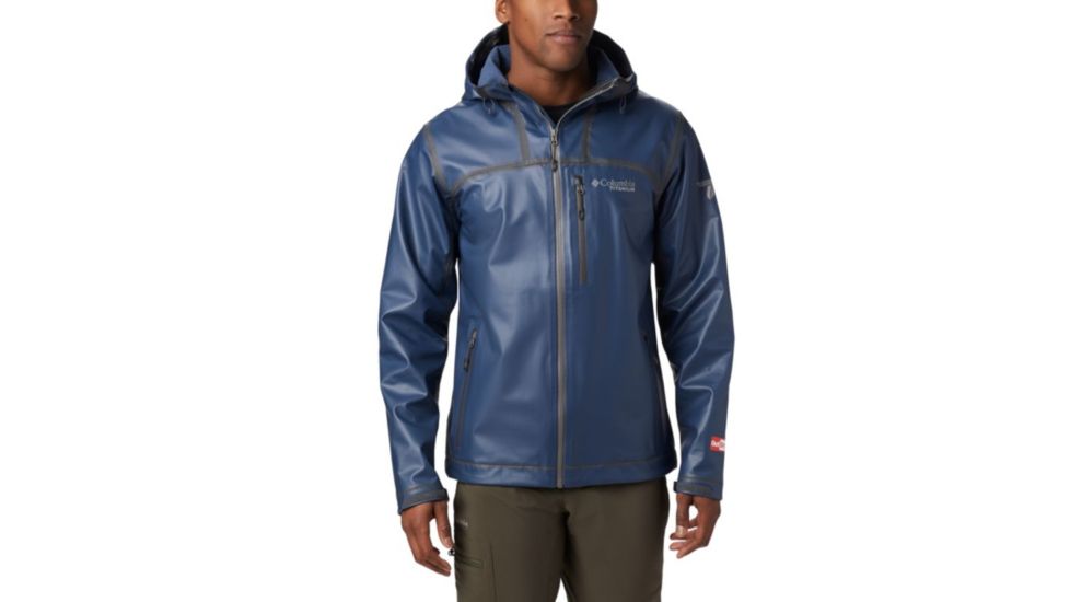 Columbia OutDry Ex Stretch Hooded Shell - Mens, Collegiate Navy Ripstop Print, Medium, 1711861465-M