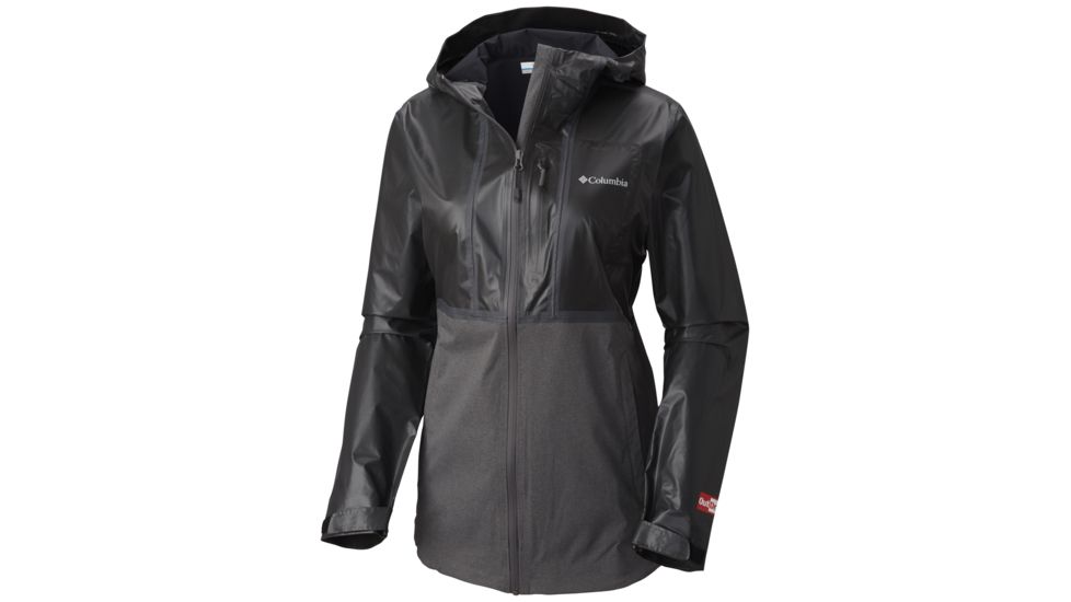 Columbia OutDry Explorer Hybrid Rain Jacket - Womens, Black, Charcoal Heather, M, 1781001010M