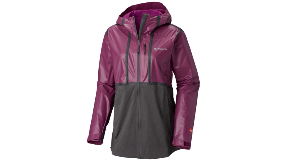 Columbia OutDry Explorer Hybrid Rain Jacket - Womens, Intense Violet, Charcoal Hthr, L, 1781001519L