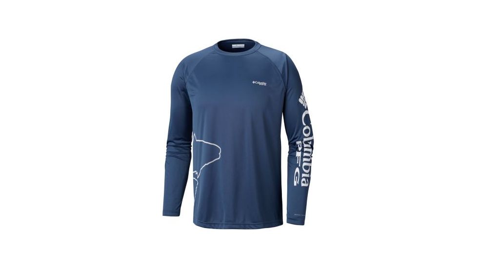 Columbia PFG Fish Series Terminal Tackle Long Sleeve - Mens, Dark Mountain/Redfish Graphic, Large, 1792691478-L