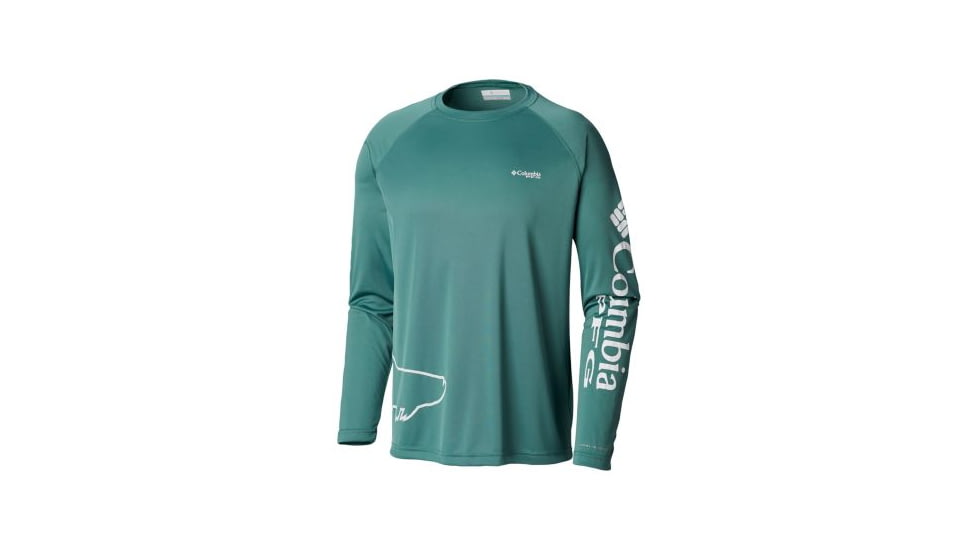 Columbia PFG Fish Series Terminal Tackle Long Sleeve - Mens, Thyme Green/Tarpon Graphic, Extra Large, 1792691369-XL